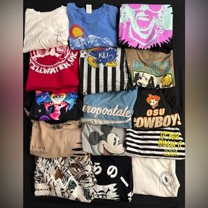 Tshirt Lot Of 15 - Men’s S/M/L  Unisex Concert Sports Restaurants Graphic Prints